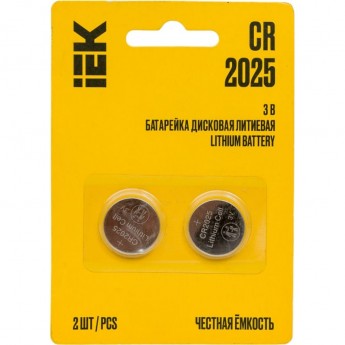 Дисковая литиевая батарейка IEK cr2025 (2шт/блистер) ABT-CR2025-OP-L02
