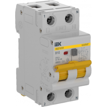 Выключатель автоматический дифференциального тока IEK KARAT KA-VD14-1-010-B-030-A B 10А 30мА тип A АВДТ32EM Выключатель автоматический дифференциального тока IEK KARAT KA-VD14-1-010-B-030-A B 10А 30мА тип A АВДТ32EM